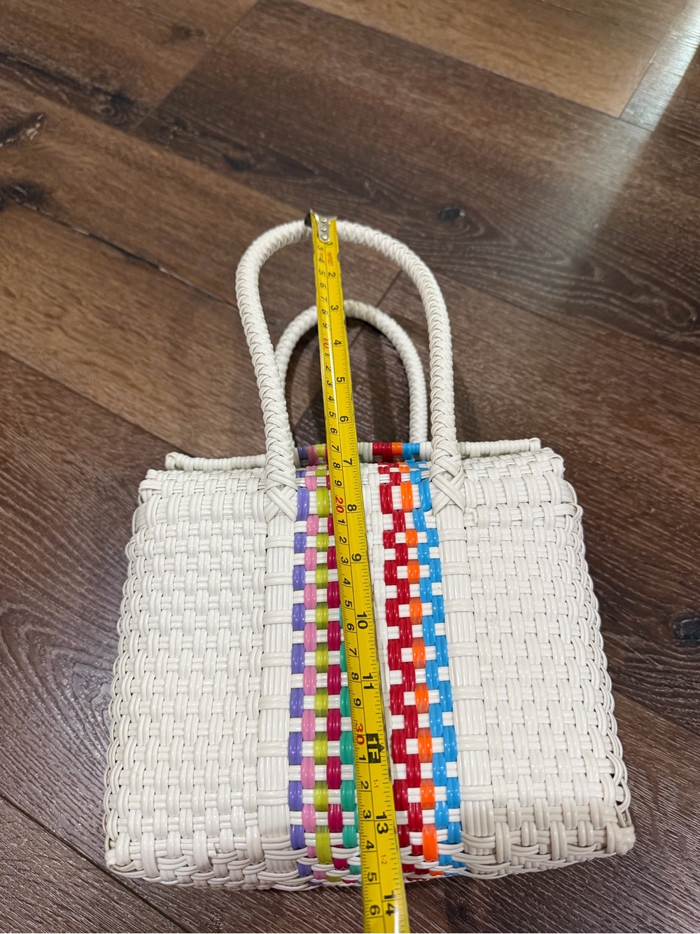 EUC handmade plastic straw bag multi color - Picture 7 of 10